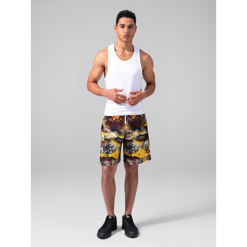 CELANA PANTAI PRIA Motif Hawaii / BALI