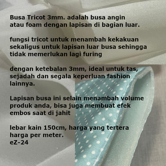 Busa foam Tricot ketebalan 3mm lebar 150cm
