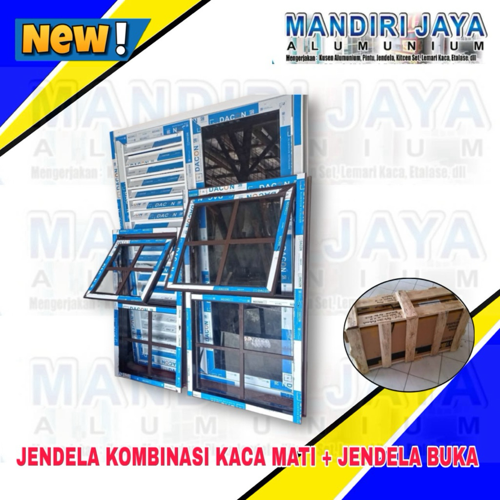 Jendela Alumunium / Jendela buka tutup Dan Kaca Mati / MANDIRI JAYA ALUMUNIUM