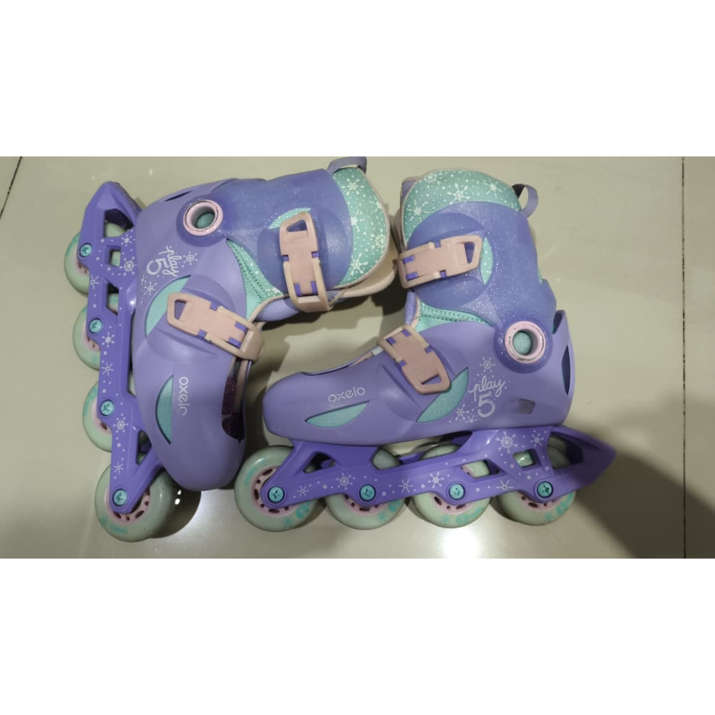 Sepatu Roda Anak Decathlon Oxelo Play 5 Warna Ungu Bekas