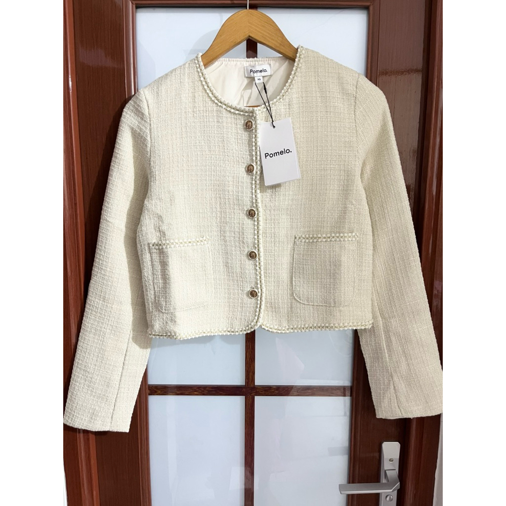 Pomelo original tweed blazer cream