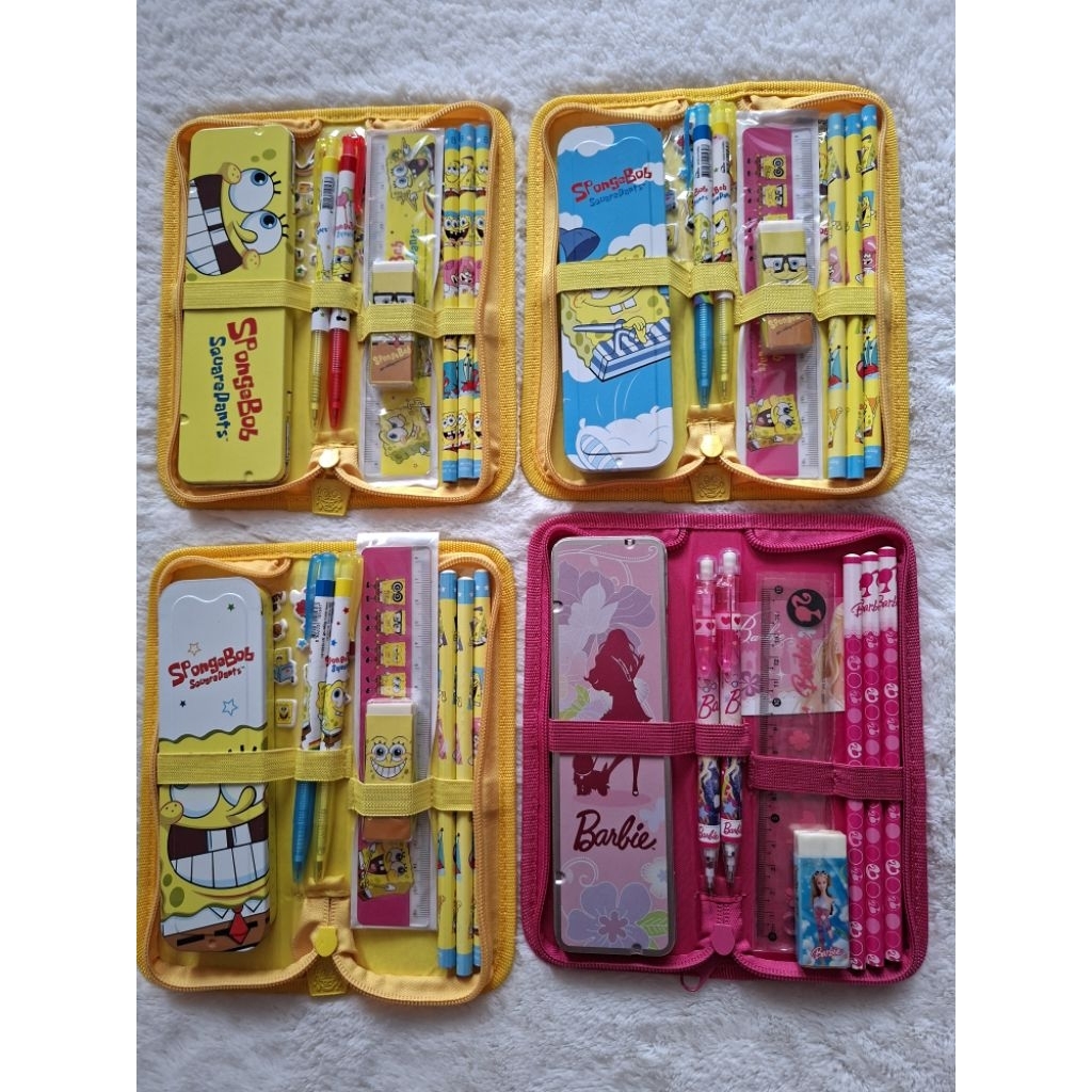 Complete Stationery Set Spongebob and Barbie design