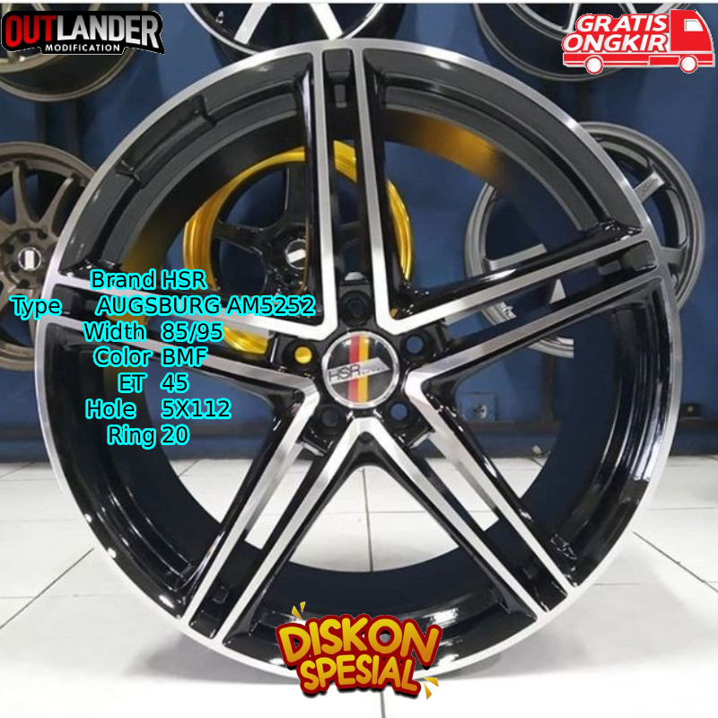 Velg racing hsr velg ring20 velg mobil Beetle| Golf| Jetta|Passat| Scirocco dll hsr AUGSBURG R20