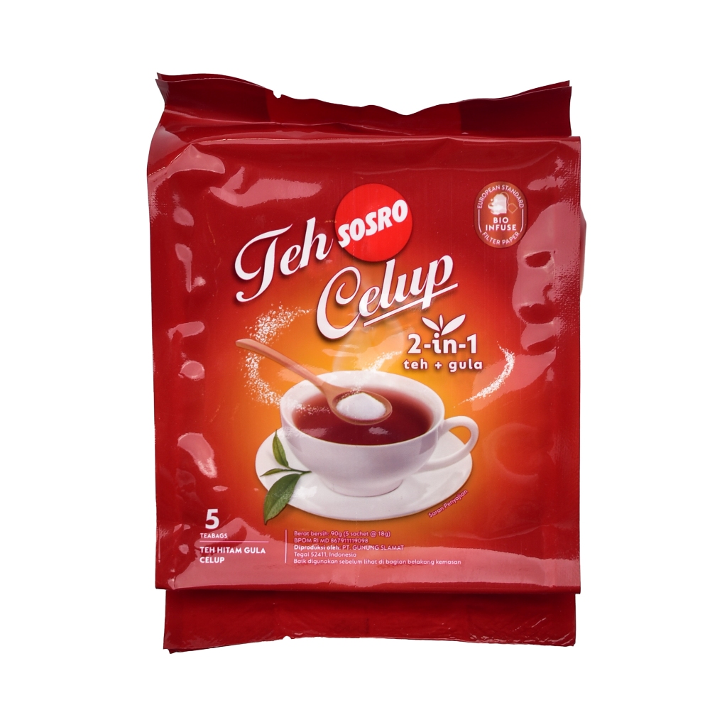 Teh + Gula Celup SOSRO 2 IN 1 Tea + Sugar isi 5 kantong