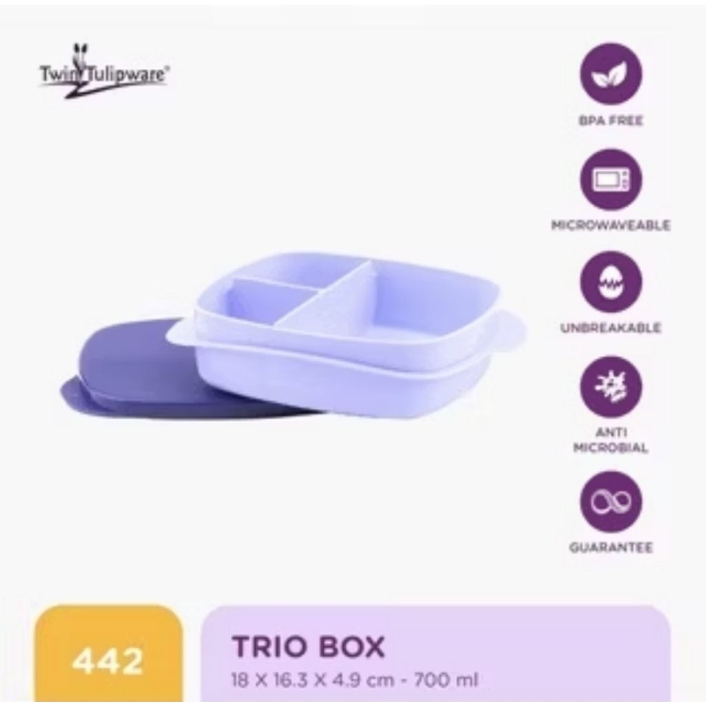 tulipware tempat makan lunchbox sekat ungu
