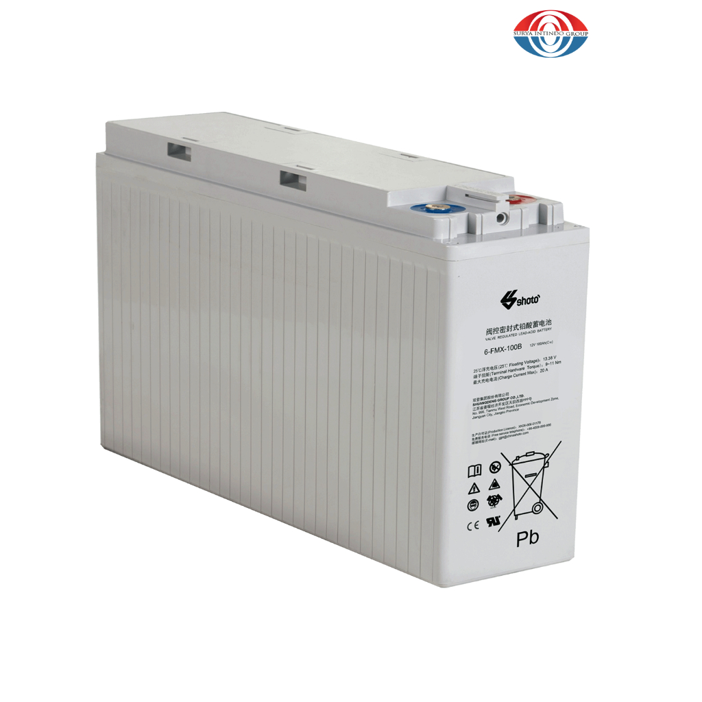 Baterai Shoto 6FMX100B 100Ah 12V VRLA untuk Telekomunikasi / Penyimpanan Energi / UPS