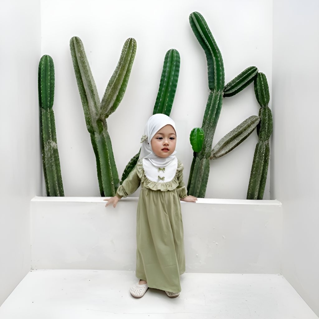 chukpog AINAYA, gamis set phasmina instan bahan katun lembut untuk usia anak 1-6 Tahun bisa COD