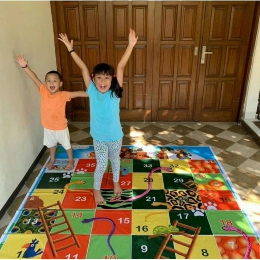 Ular Tangga Super Besar FREE Bantal Dadu/Mainan Ular Tangga JUMBO/Playmat Ular Tangga Ukuran Besar/M