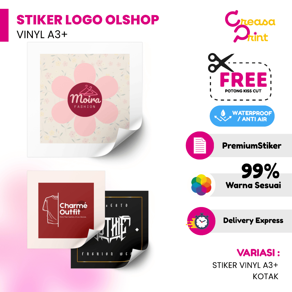 Stiker Logo Olshop A3+ | Sticker Logo | Sticker Olshop Fashion | Logo Olshop Fashion -  Vinyl Kotak