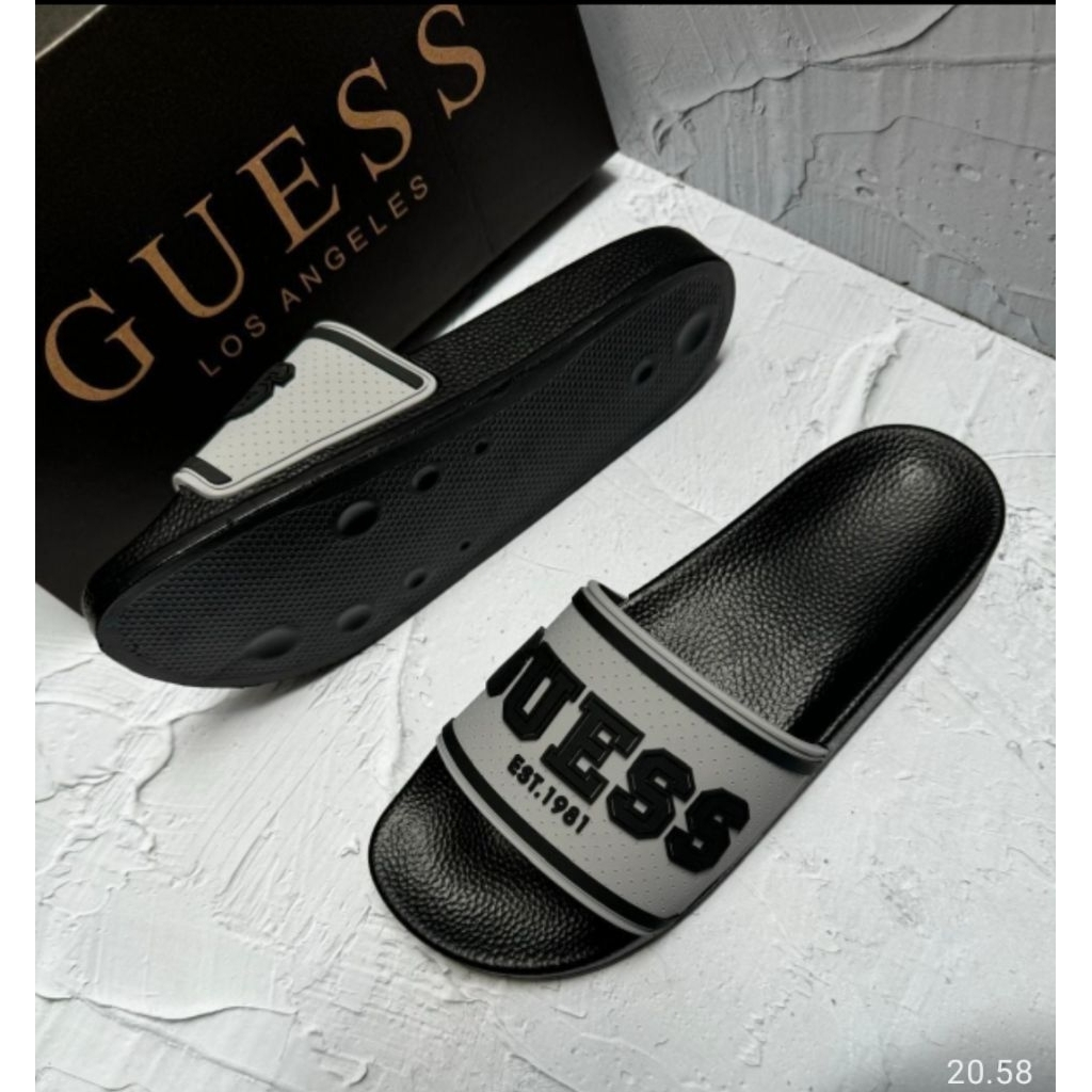 sandal slop kekinian guess premium pria/wanita kece abizz