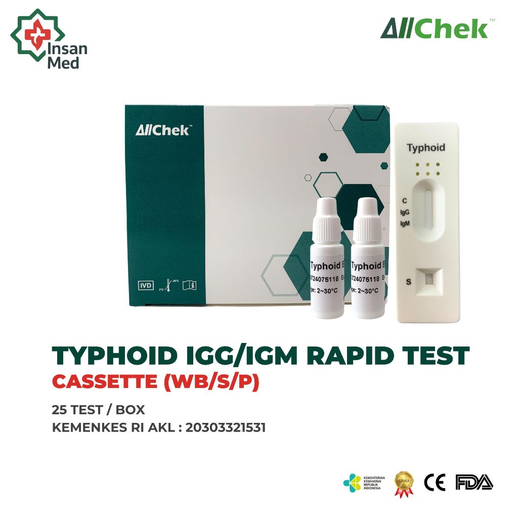 Typoid IgG IgM (Salmonella) Cassette Allchek Isi 25
