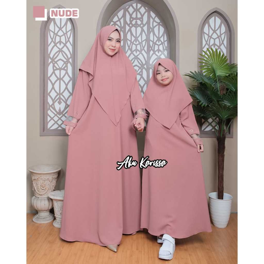 ABAYA SET KHIMAR NAURISSA COUPLE AKU KARISSA GAMIS IBU ANAK MIX SWAROSKI