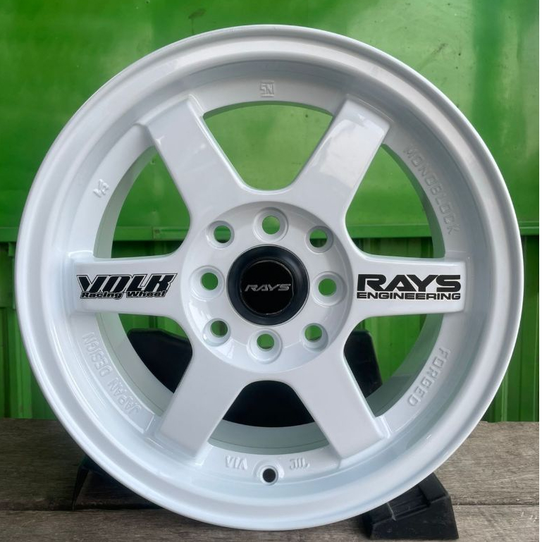 1 SET VELG TE37 SL Baru R14 Vcd H8 100/114,3 Lbr 6 ET 38 Wrn White Gloss