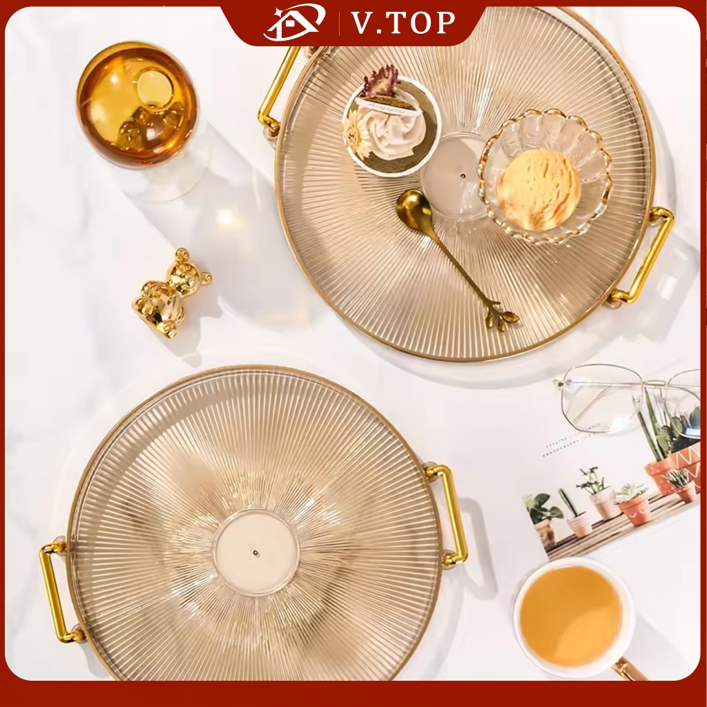 Nampan Transparan Dekorasi Nampan Tray Mewah Nampan Mewah Gold Dekorasi Tray