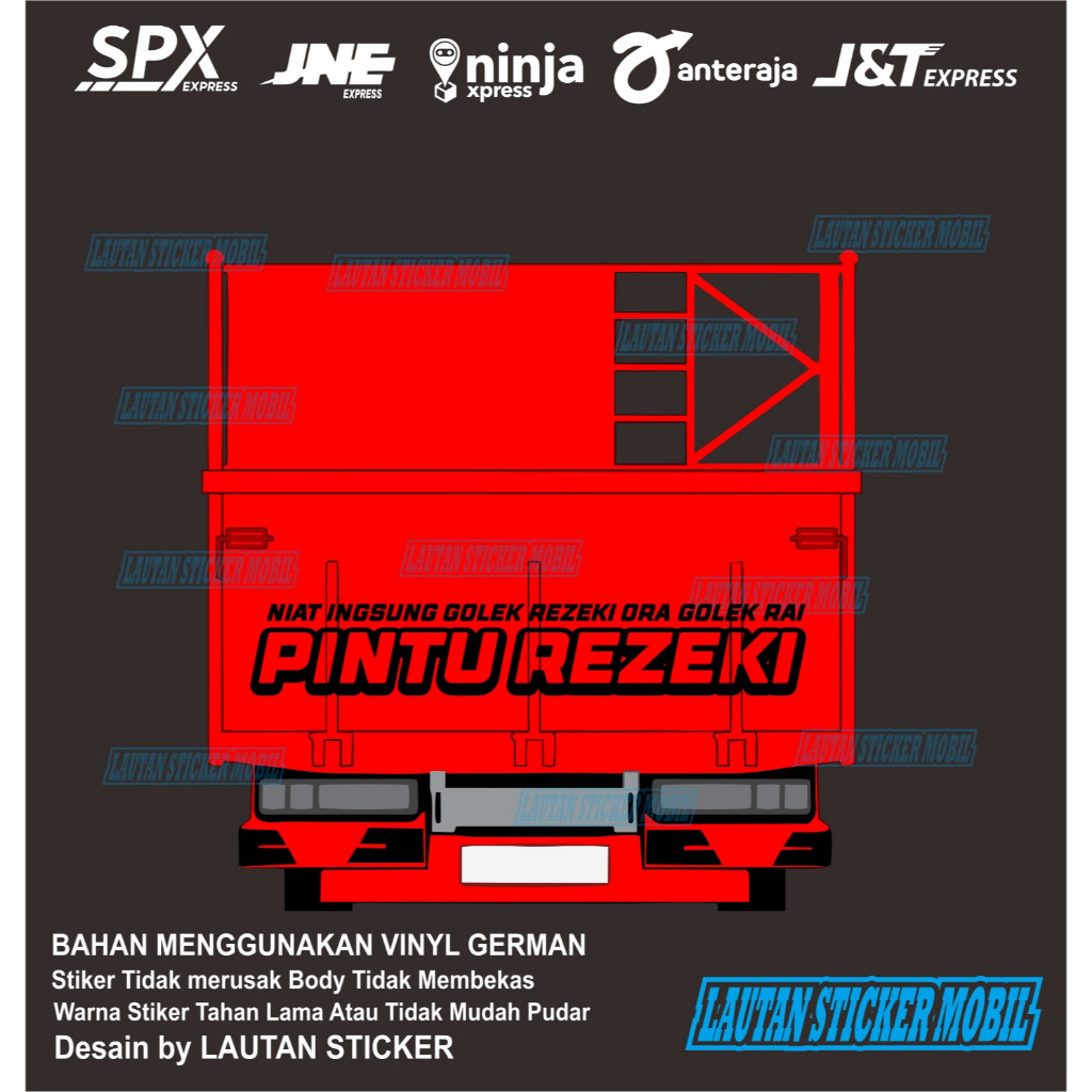 promo stiker bak pintu belakang truk canter elf dyna dutro dll motif pintu rejeki cutting stiker ele