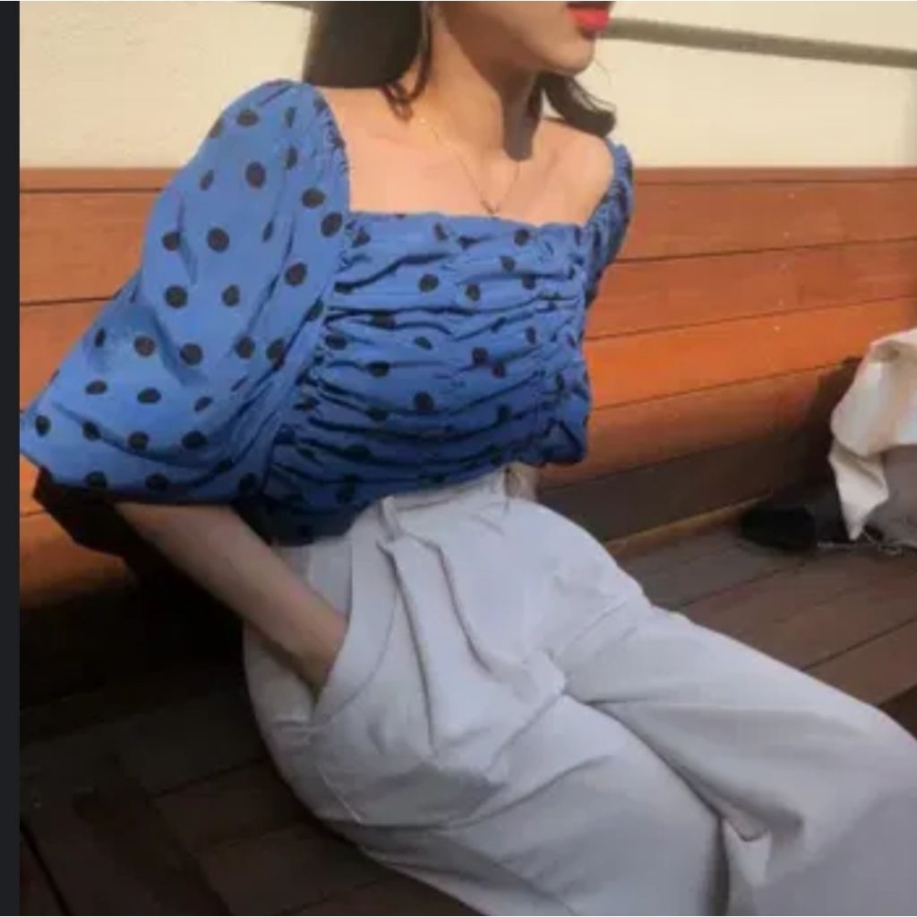 Blouse crop polkadot