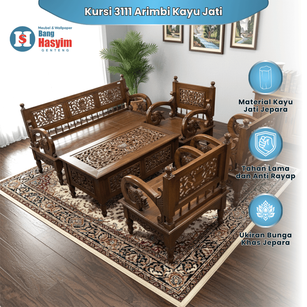 BANG HASYIM KURSI KAUI JATI 3111 ARIMBI KAYU JATI KURSI RUANG TAMU KURSI KAYU JATI JEPARA KURSI RUAN