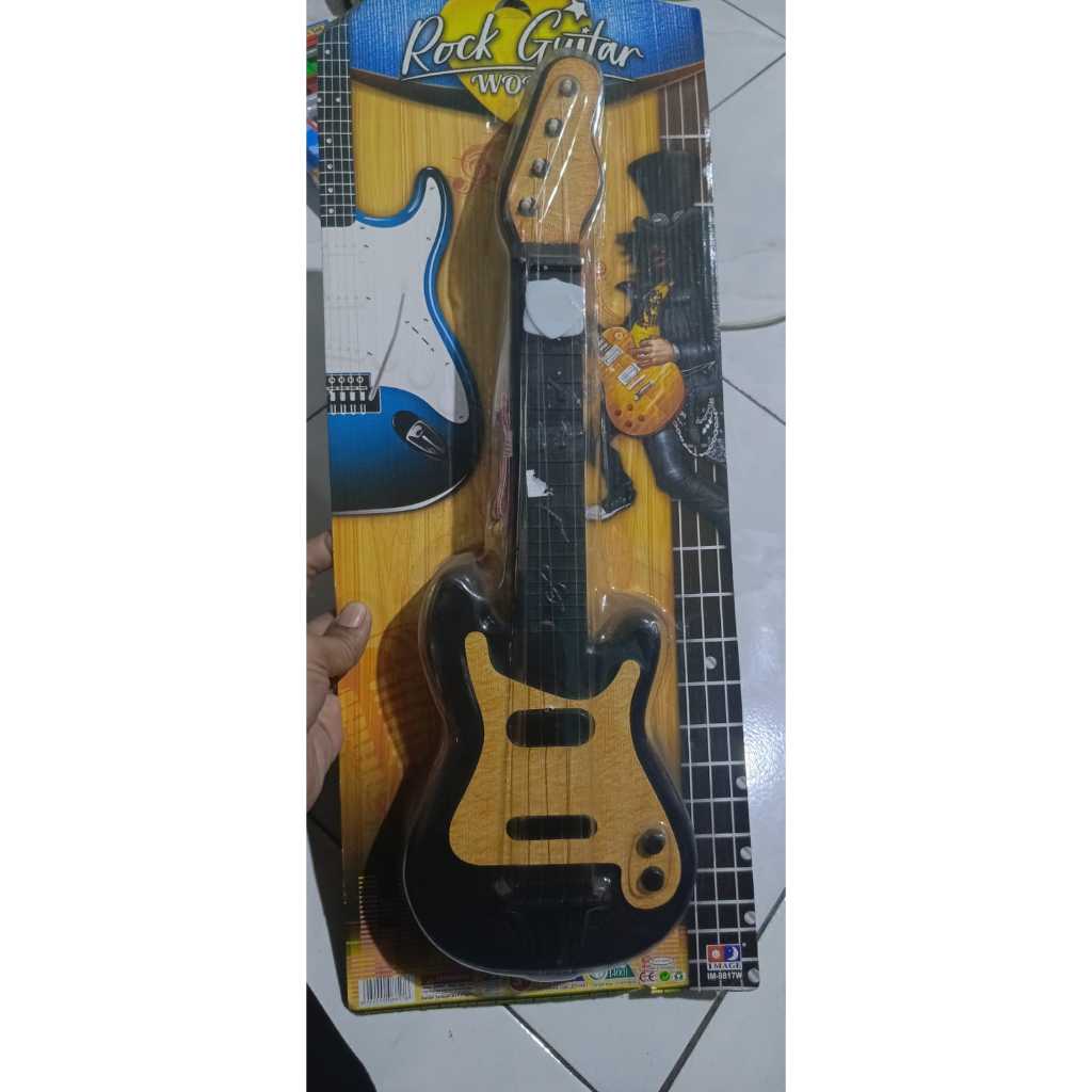 Mainan anak gitar model kayu keren Mainan musik anak edukatif Gitar Rock