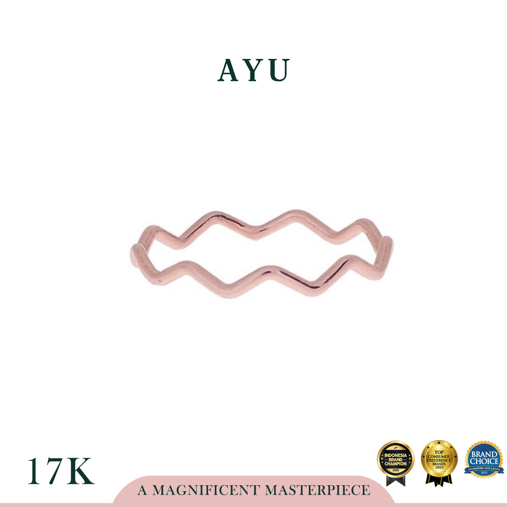 AYU Cincin Emas - Gold Wave Stack 17k Rose Gold