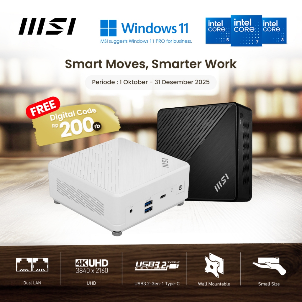 MSI MINI PC CUBI 5 12M INTEL CORE i3 1215U Intel Iris Xe Graphics GEN 12 Barebon - Fullset | RAM - S