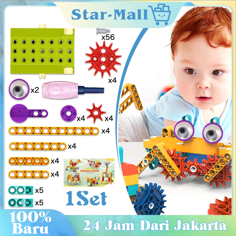 100Pcs Mainan Block Robotik Mainan Puzzle Balok Anak Mainan Balok Konstruksi Gear Motor Diy