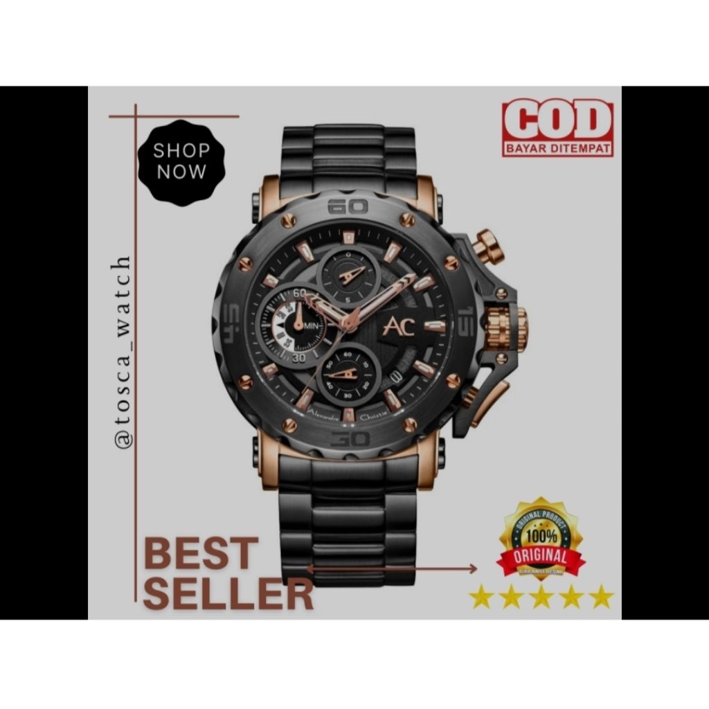 JAM TANGAN PRIA AC Collection 9205MC rantai ROSEGOLD second like new cuma 1