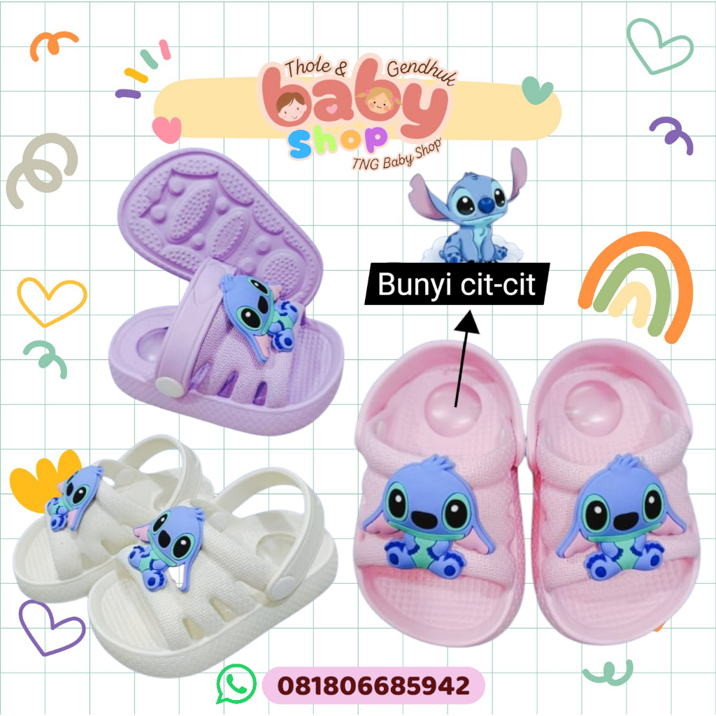 Sandal Anak Cit-Cit Karakter Disney Stitch (estimasi untuk usia 10 bulan - 2 tahun)