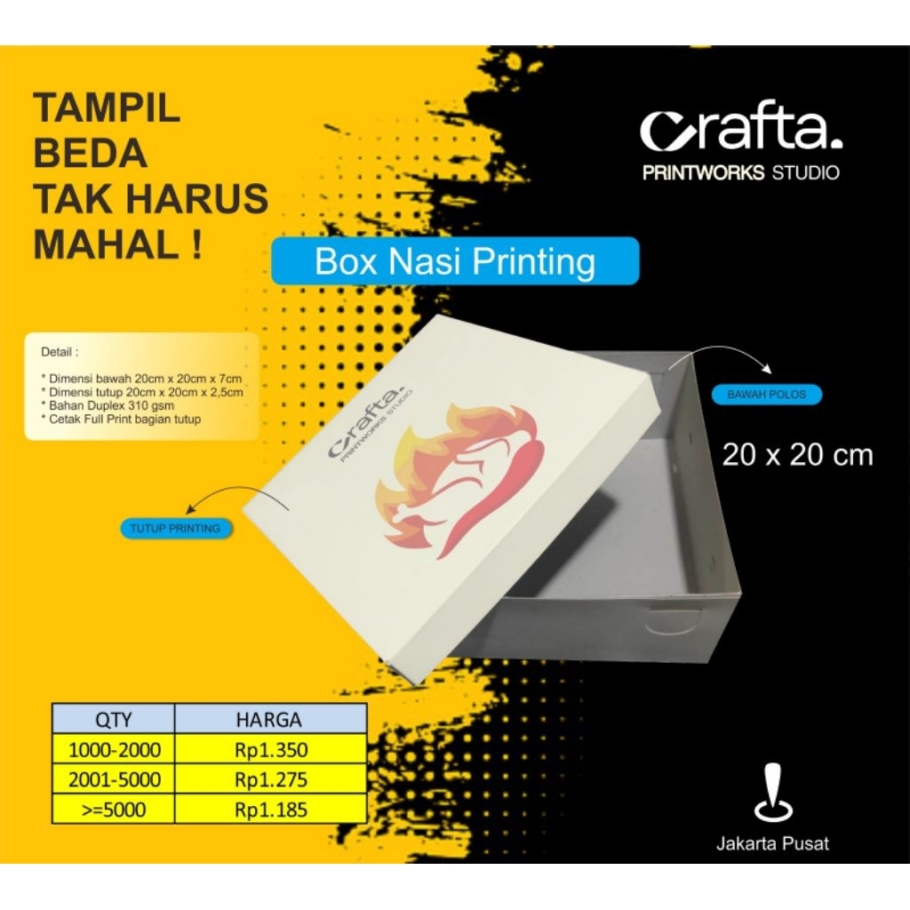 Box Nasi Printing 20x20 cm Custom Logo | Kotak Nasi Catering Hajatan | Food Grade Kuat & Elegan