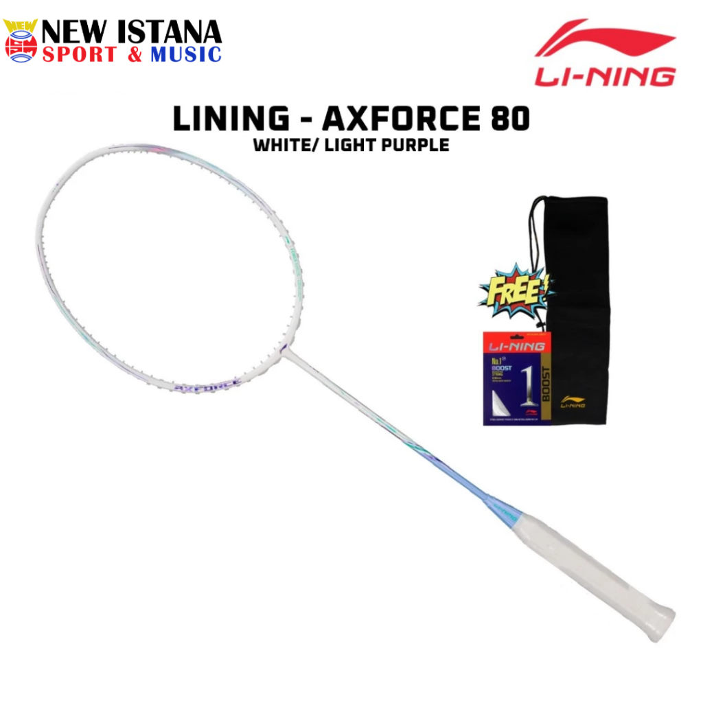 Raket Badminton Lining Axforce 80 White Light Purple
