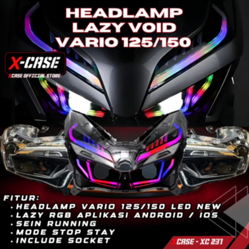 Headlamp Vario New Fullset Body Depan Alis RGB Biled X1 Vario 125 150 New Xcase 256 Mode Aplikasi