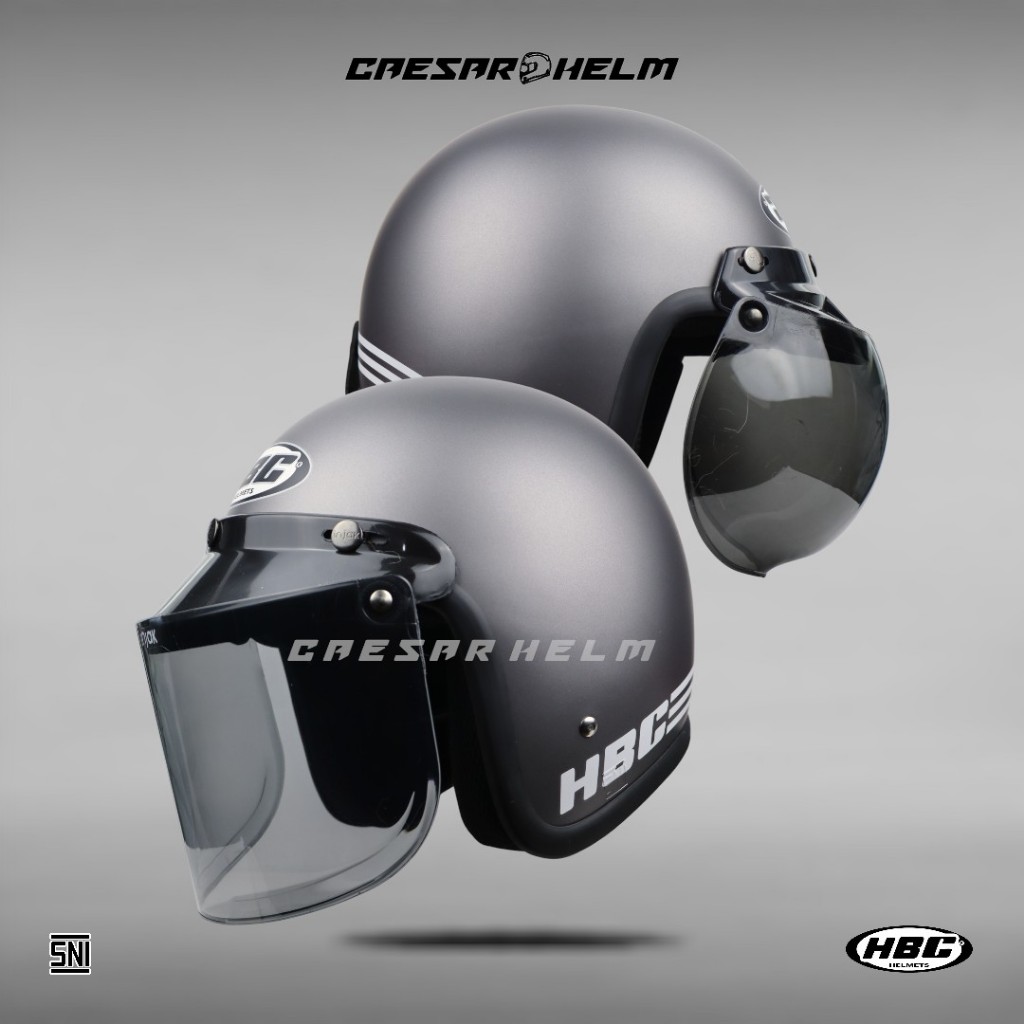 HBC Classic Solid - Silver Doff - Helm Retro - Helm Bogo