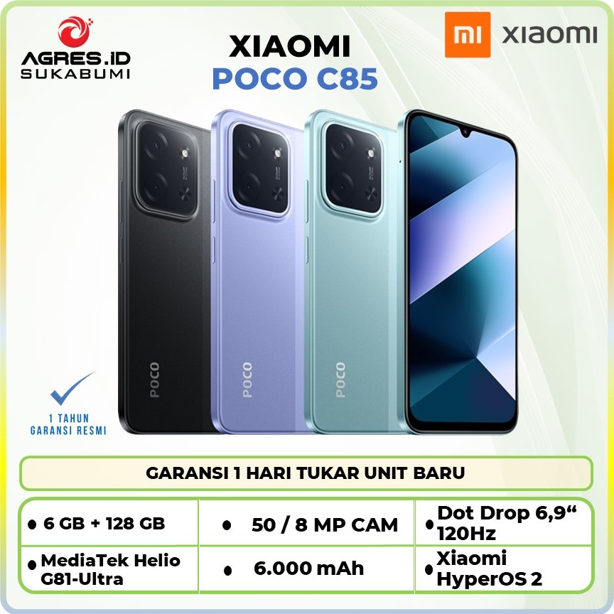 Poco c85 | 6/128 + 8/256 GB | Mediatek Helio G81 Ultra | 6.9 inches | 50 MP Fingerprint | 6000 mAh