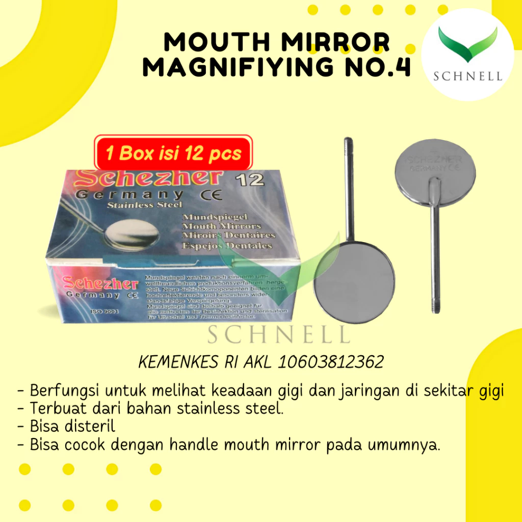 Kaca mulut/Mouth Mirror Magnifiying No 4 & 5 (12 pcs/box) Hrg perbox