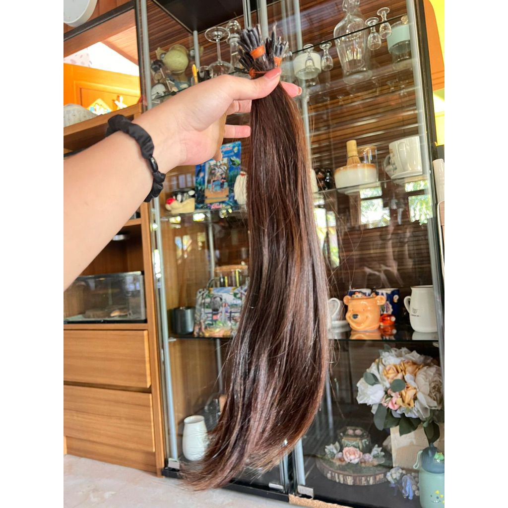 preloved rambut sambung asli dark brown 35-40cm