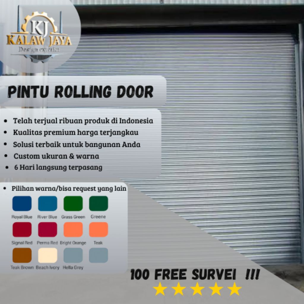 rolling door alumunium one sheet kualitas premium