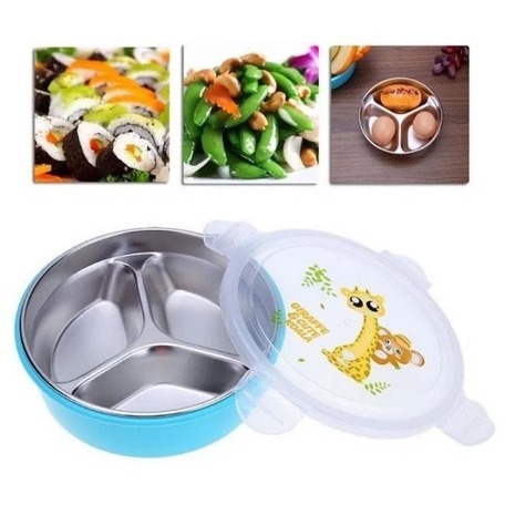 Kotak Makan Lunch Box/ Ompreng Bulat Besar Karakter 3 Sekat/ Kotak Makan Anak