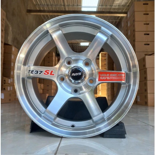 1 SET VELG BARU TE37 SL  R15 H5 vcd 114 Lbr 7 ET 35 Wrn Silver Polish