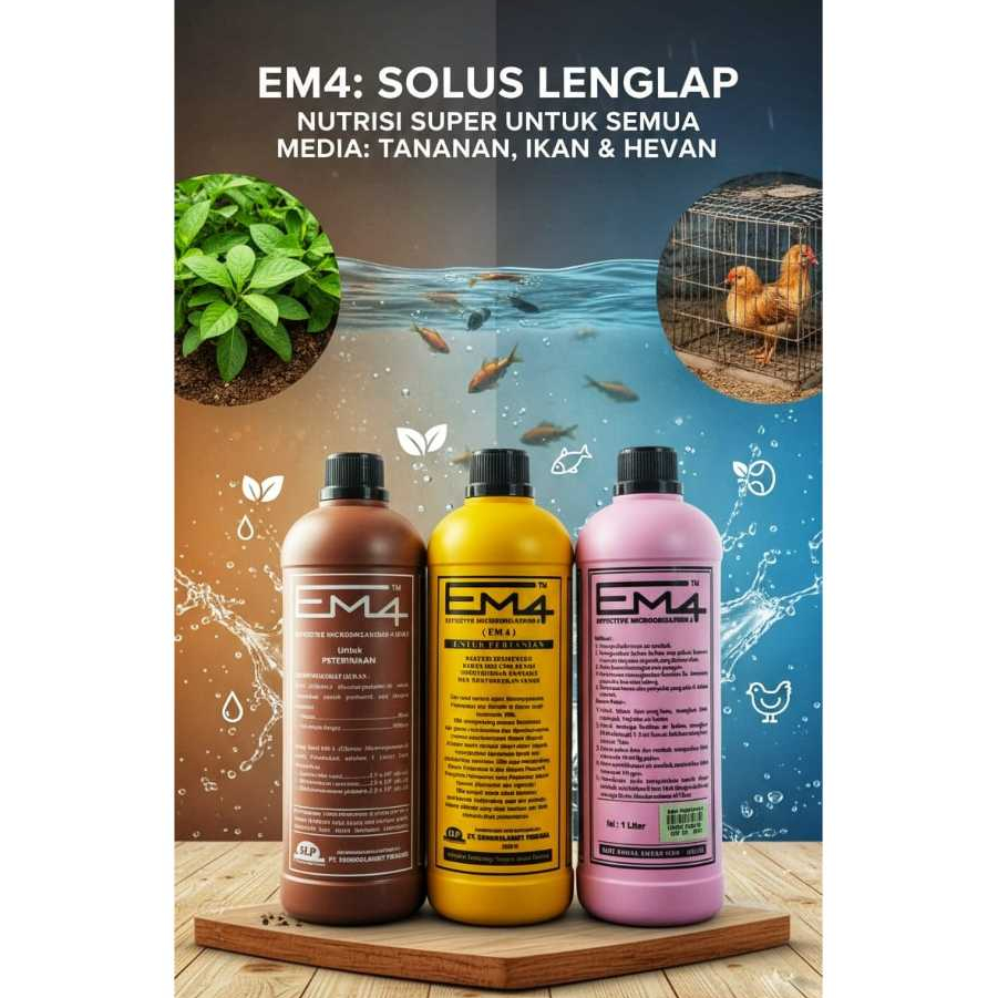 EM4 Pertanian, Peternakan, Perikanan Pupuk Cair Organik untuk Tanaman 1 Liter