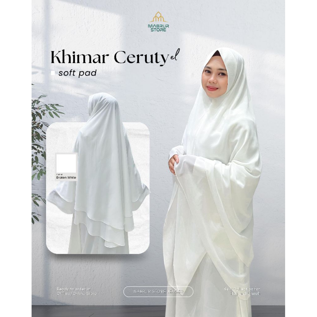 Khimar Ceruty EL | Khimar Ceruty | Khimar Dua layer | Khimar Hitam Putih