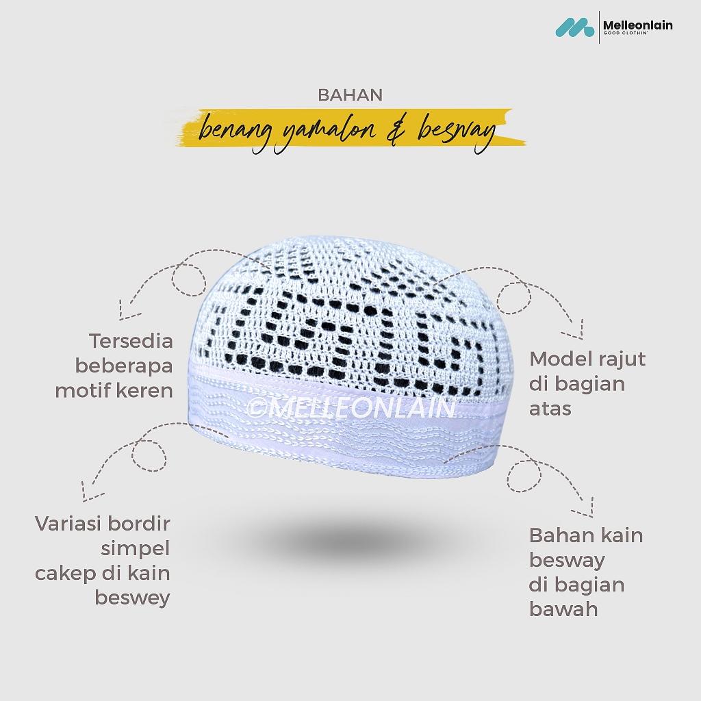 BESTPROMO PECI BANGLA PREMIUM KOPIAH SAUDI RAJUT BANGLADESH PUTIH SONGKOK ARAB KAIN BORDIR SANTRI