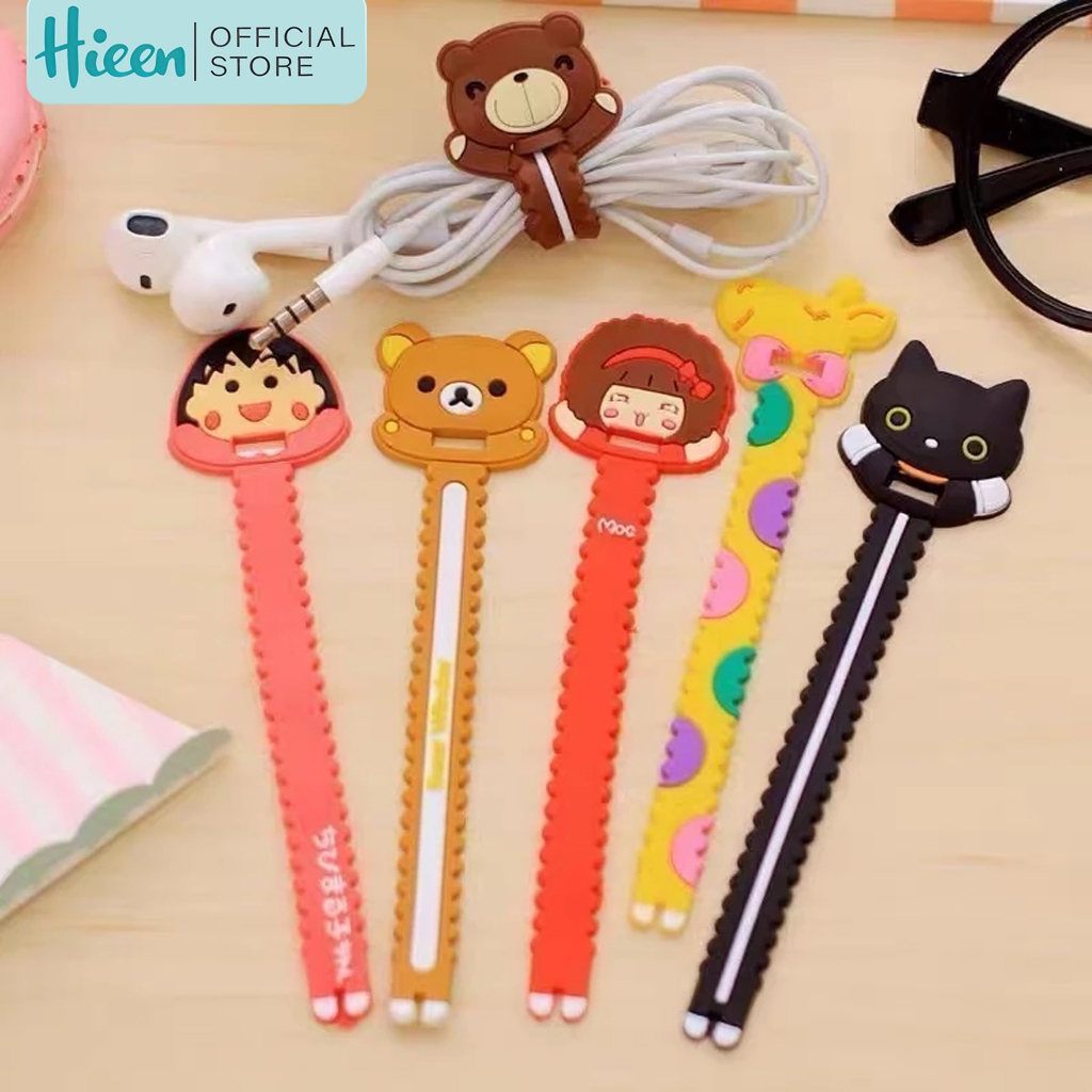 Hieen Kabel Ties Lucu Tali Pengikat Kabel Charger Earphone Silikon Cute Cable Ties