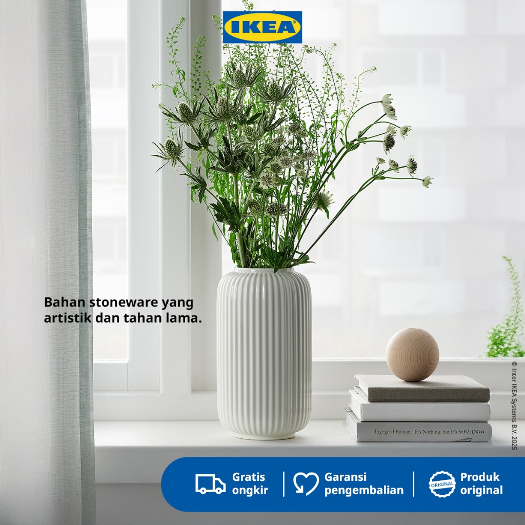 IKEA STILREN Vas Bunga / Dekorasi Aesthetic Keramik Tembikar / Dekorasi Pajangan Tanaman Putih 22cm