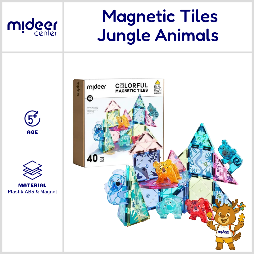 Mideer Magnetic Tiles Jungle Animals 40 Piece Set
