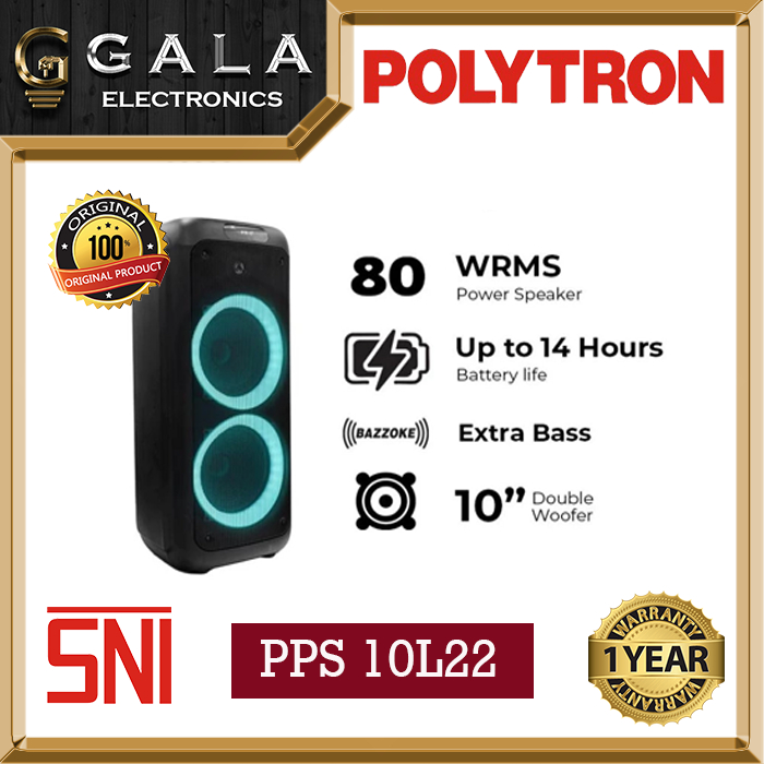 Speaker Trolley Polytron PPS 10L22 Portable Active Aktif Free Mic 2 pcs