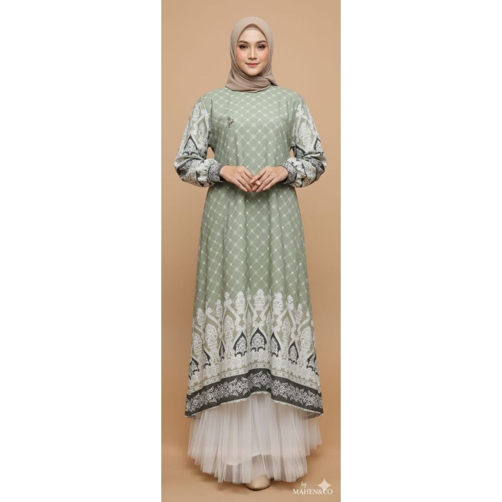 Set Tunik dan Rok Tutu Bahan katun motif Rok Tutu  tile BAJU FORMAL BAJU KEKINIAN BAJU