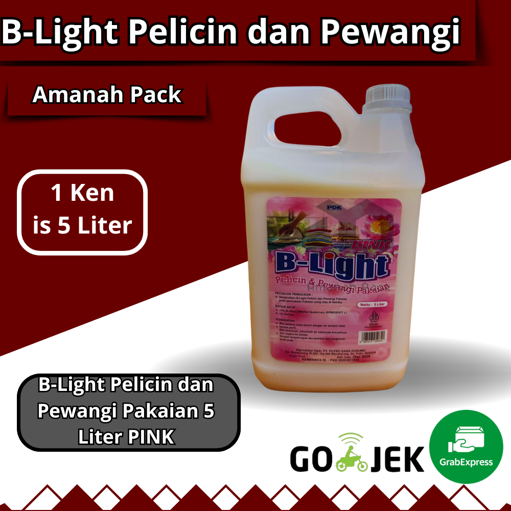 B-Light Pelicin dan Pewangi Pakaian 5 Liter PINK, Conditioner Pakaian, Pelicin Pakaian, Laundry Peli