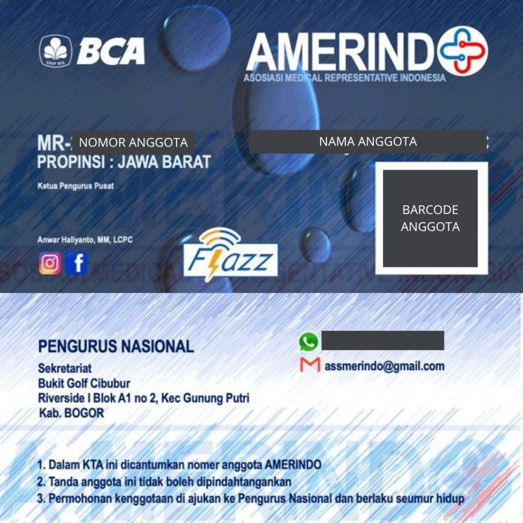 Kartu Flazz BCA AMERINDO – Kartu Anggota Asosiasi Medical Representative Indonesia