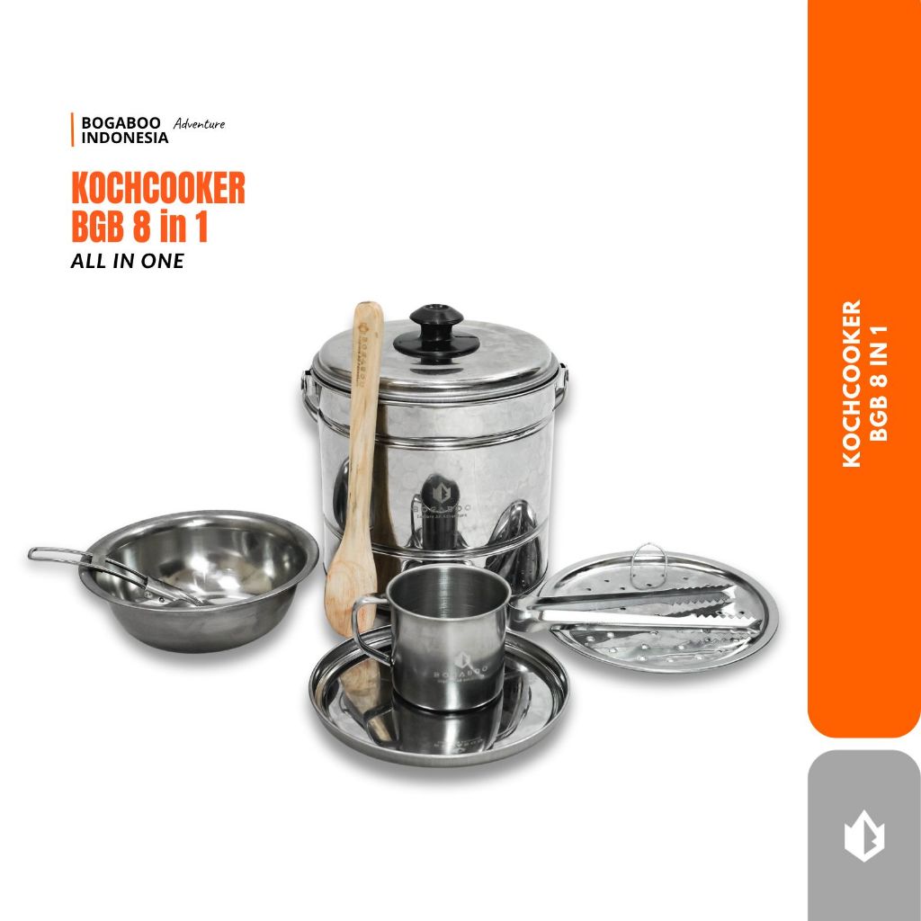 BOGABOO KOCH Cookware Set 8 in 1 Portable Ultralight - Paket Alat Masak Lengkap Camping Outdoor  - N