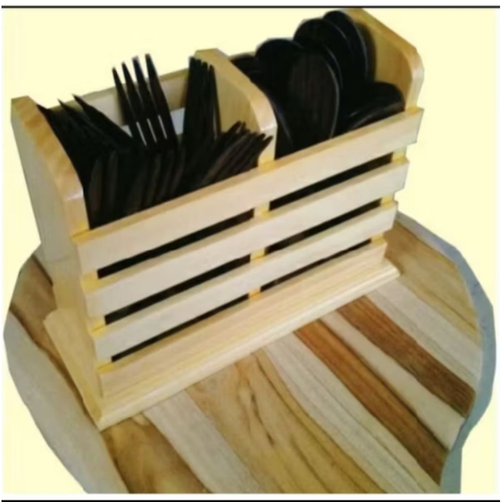 TEMPAT SENDOK KAYU / RAK SENDOK GARPU / KOTAK SENDOK KAYU MAHONI