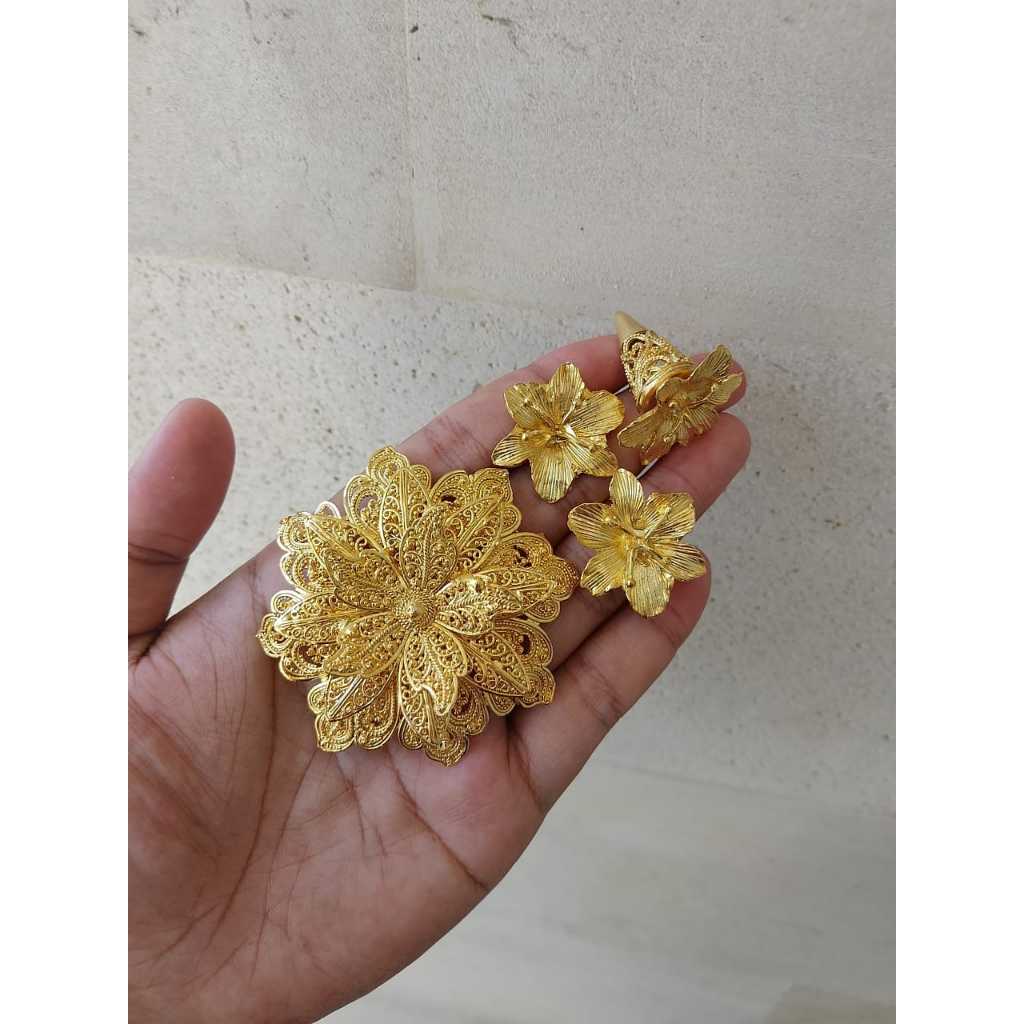 Set Bros Bunga Kendari Alpaka (Bros, Anting, Cincin)